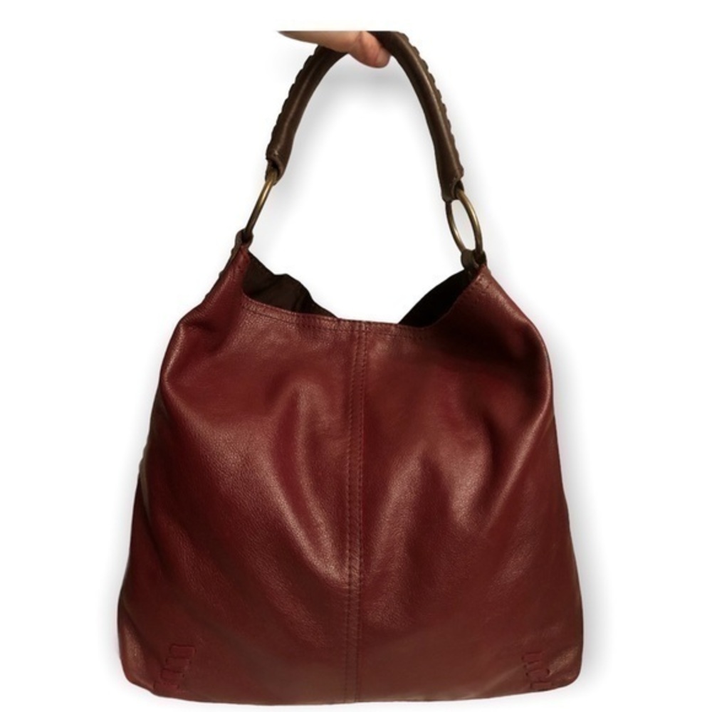 Lucky brand burgandy red leather hobo shoulder bag